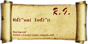 Révai Iván névjegykártya